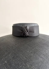 Theia Boater Hat in Pinokpok with Satin Band in Black