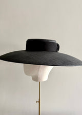 Theia Boater Hat in Pinokpok with Satin Band in Black