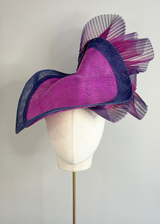 Mena Hat in Two Tone Sinamay in Hollyhock