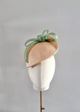 Persephone in Natural Straw with Green Organza Bow