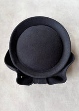 Delia Felt Pillbox with Bow in Midnight