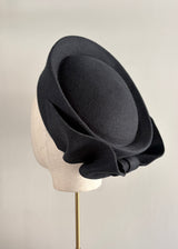 Delia Felt Pillbox with Bow in Midnight