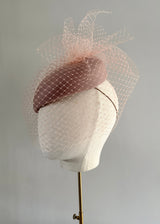 XL Selene in Felt with Veiling in Rose