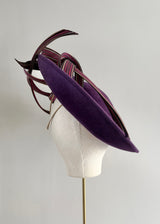 Disc Hat in Felt with Buntal Twists in Purple