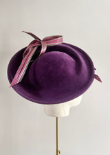 Disc Hat in Felt with Buntal Twists in Purple