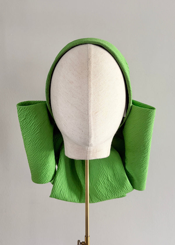Nyx Skullcap Hat with Oversized Bow in Green