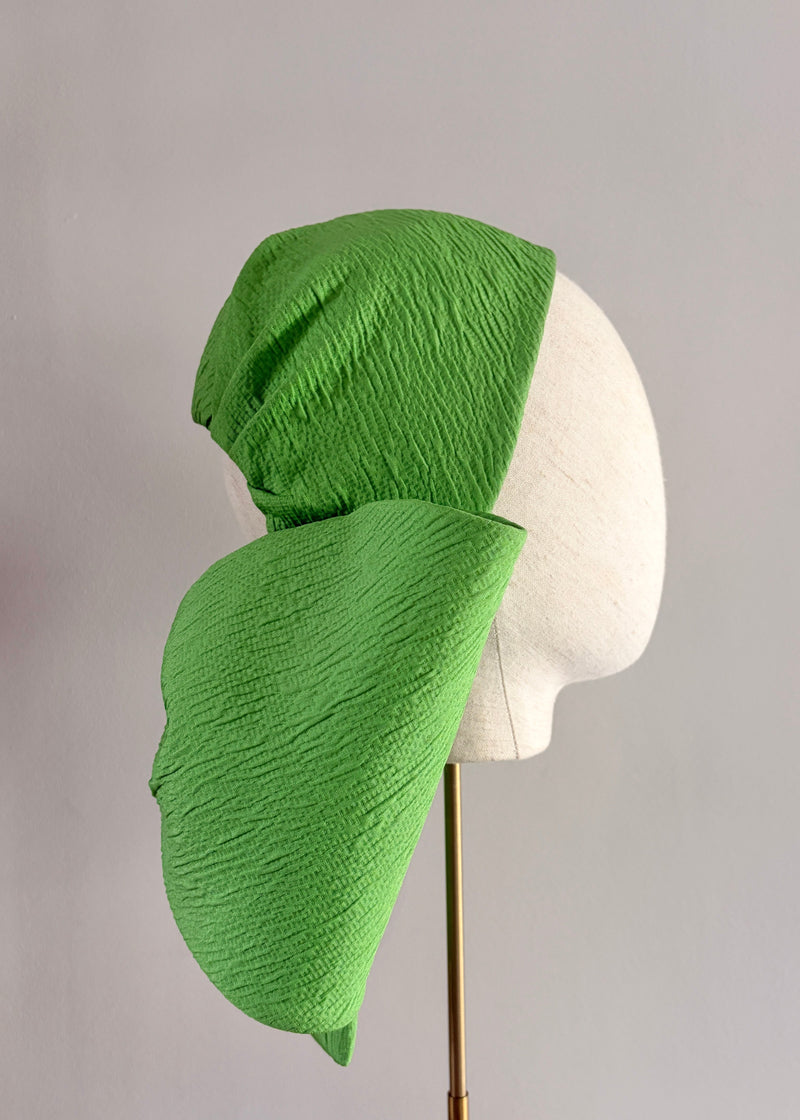 Nyx Skullcap Hat with Oversized Bow in Green