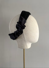 Diamond Pleated Band in Crepe and Satin in Black