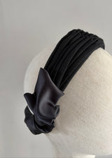 Diamond Pleated Band in Crepe and Satin in Black