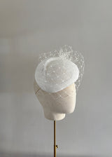 XL Selene Straw Cocktail Hat with Veiling