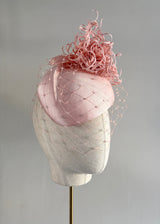 Vitula Hat in Satin with Chrysanthemums and Veiling