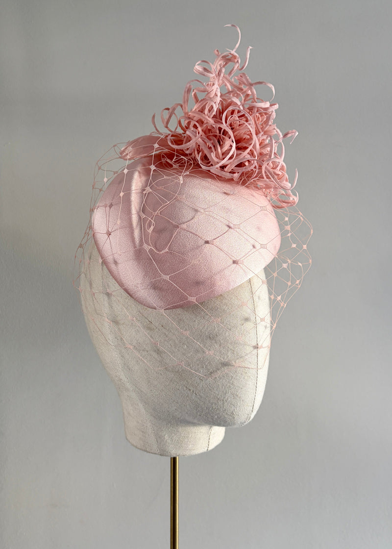 Vitula Hat in Satin with Chrysanthemums and Veiling
