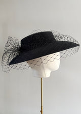 Downturned Brim Hat in Felt with Veiling Bow