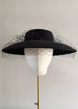 Downturned Brim Hat in Felt with Veiling Bow