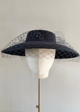 Downturned Brim Hat in Felt with Veiling Bow