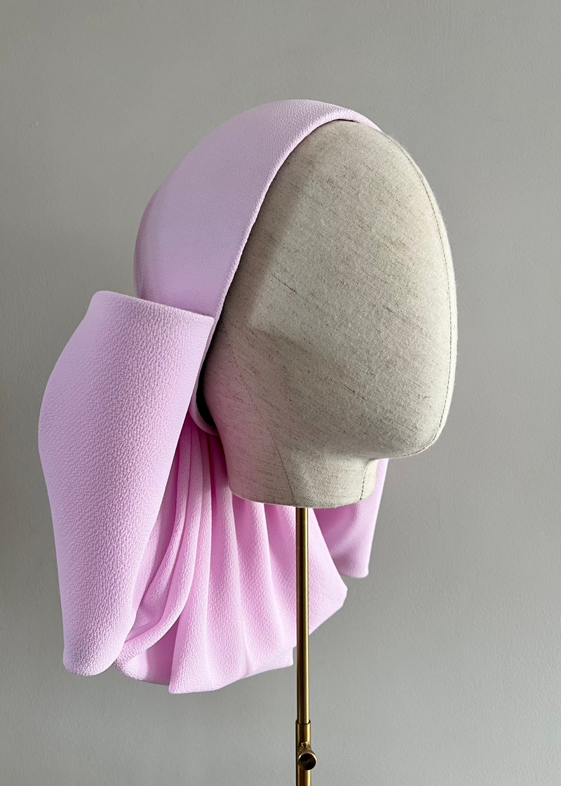 Nyx Skullcap Hat with Oversized Bow in Soft Pink