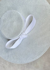 Cynthia Boater Hat in Straw with Satin Bow