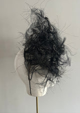 Mask with Vintage Victorian Crin Veil with Crystals in Black