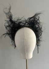 Mask with Vintage Victorian Crin Veil with Crystals in Black