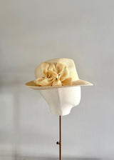 Ishtar Trilby Hat in Panama with Bows in Cream