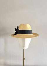Ishtar Trilby Hat in Panama with Bows in Sand