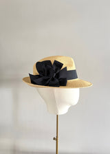 Ishtar Trilby Hat in Panama with Bows in Sand