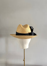 Ishtar Trilby Hat in Panama with Bows in Sand