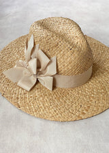 Maria Raffia Fedora with Bows in Natural