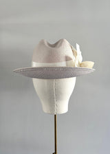 Ishtar Trilby Hat Beige in Panama with Bows in Cream