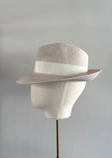 Ishtar Trilby Hat Beige in Panama with Bows in Cream