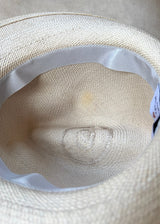 Ishtar Trilby Hat Beige in Panama with Bows in Cream