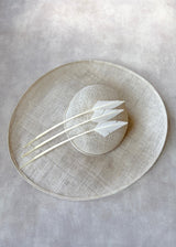 Sculptural Ivory Hat with Feather Detailing