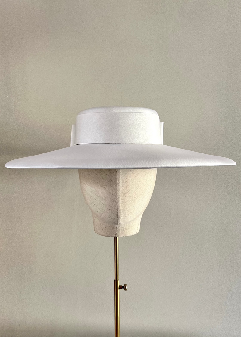 Cynthia Boater Hat in Satin