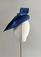 Teardrop Hat in Straw with Bow in Royal Blue