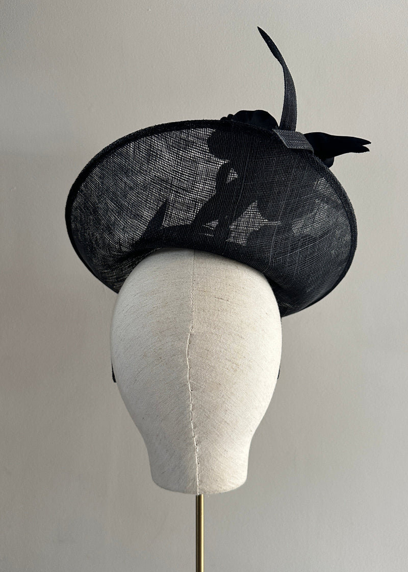 Hygieia Hat with Leather Flowers in Black