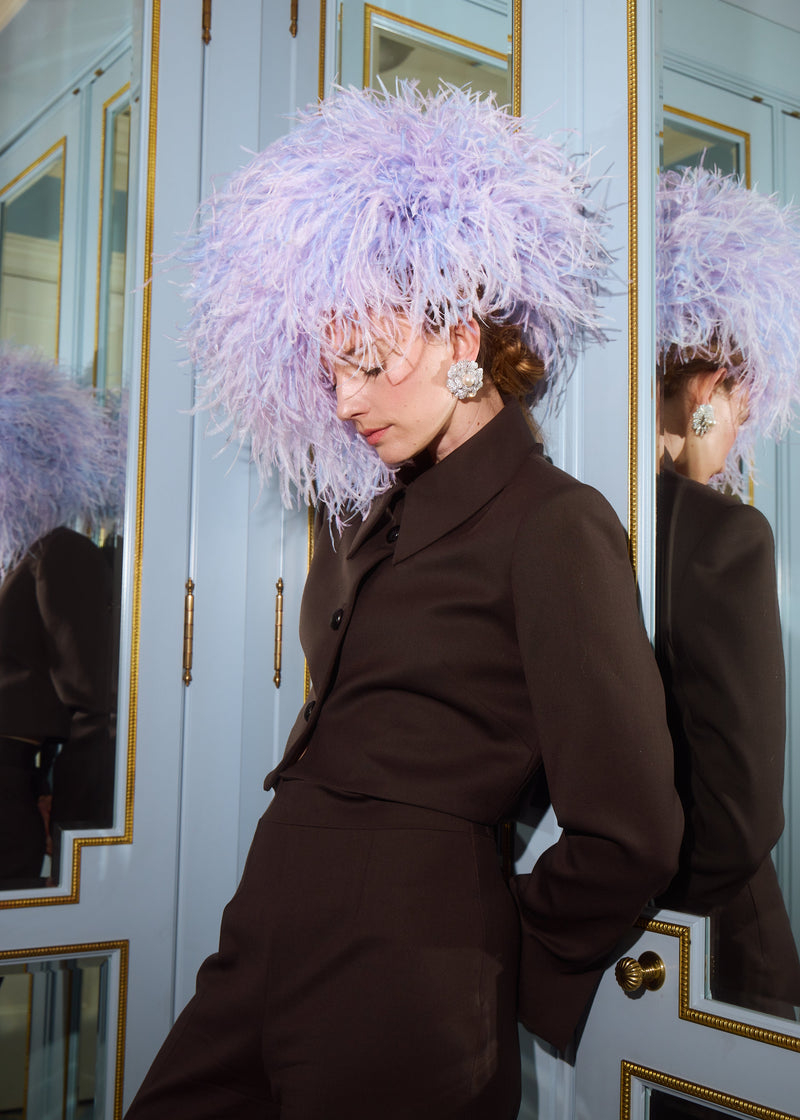Harmonia Hat with Feathers in Lilac