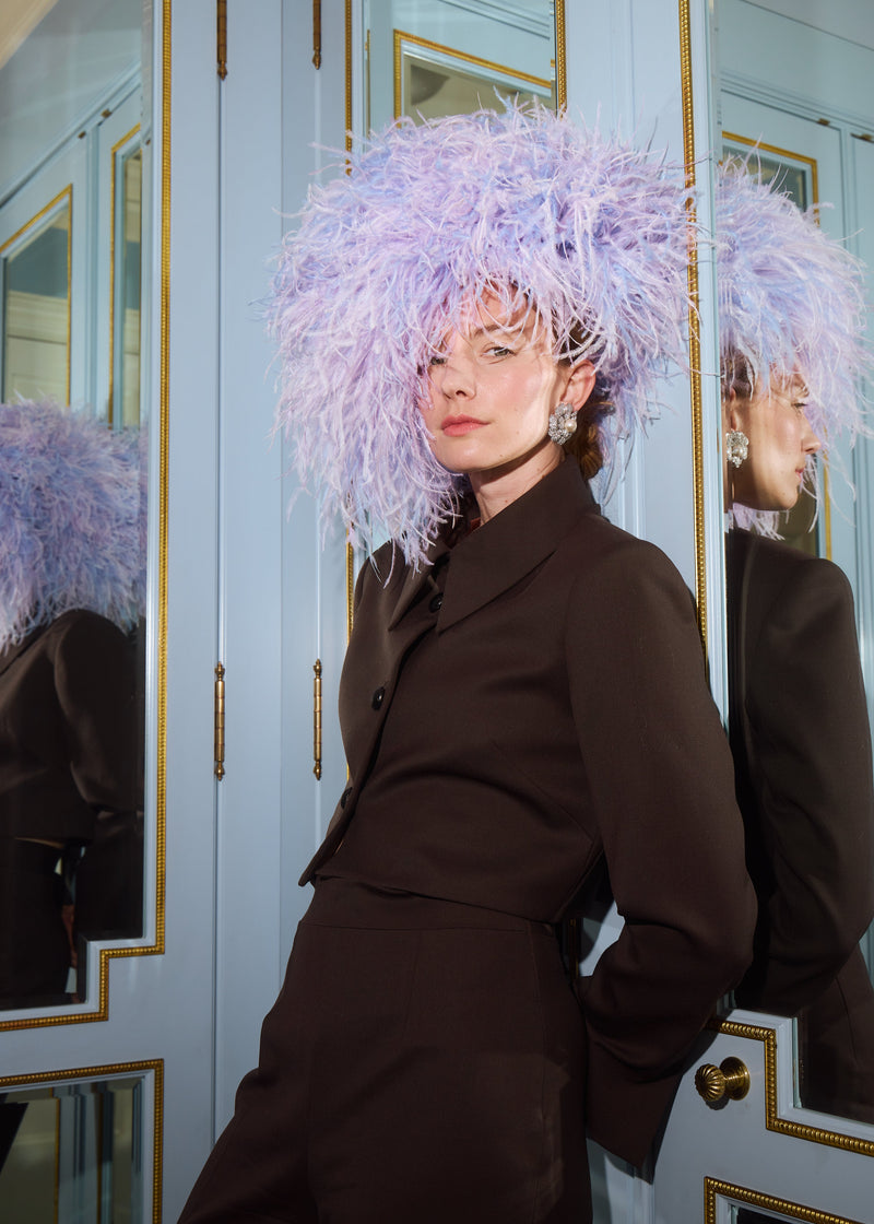 Harmonia Hat with Feathers in Lilac