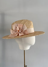 Maria Raffia Fedora with Bows in Natural