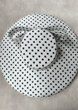 Cynthia Boater Hat in Silk in Polka Dot