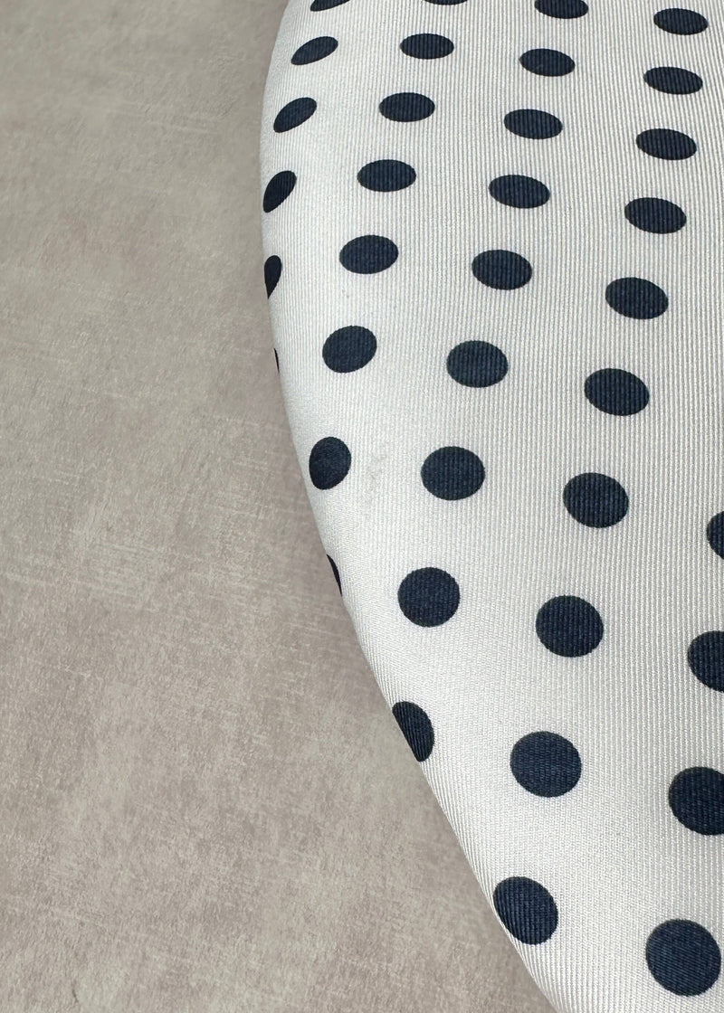 Cynthia Boater Hat in Silk in Polka Dot