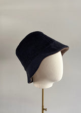 Navy and Brown Reversible Cashmere Bucket Hat