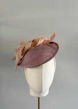 Small Disc Hat in Lilac with Floral Detail and Buntal