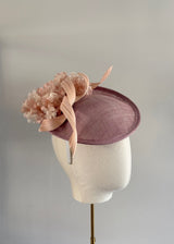 Small Disc Hat in Lilac with Floral Detail and Buntal