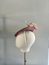 Small Disc Hat in Lilac with Floral Detail and Buntal