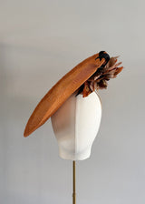 Floral Disc Hat in Rust with Floral Detail