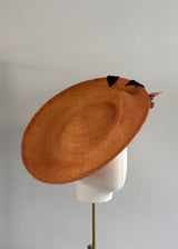 Floral Disc Hat in Rust with Floral Detail