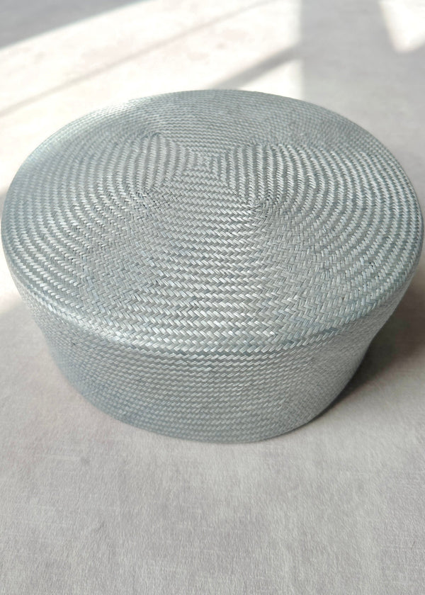 Rhea Pillbox in Straw in Blue