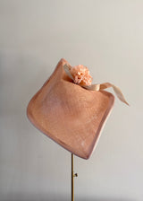Peach Disc Hat with Buntal and Flower detail