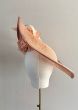 Peach Disc Hat with Buntal and Flower detail