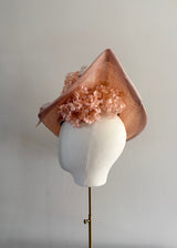 Peach Disc Hat with Buntal and Flower detail
